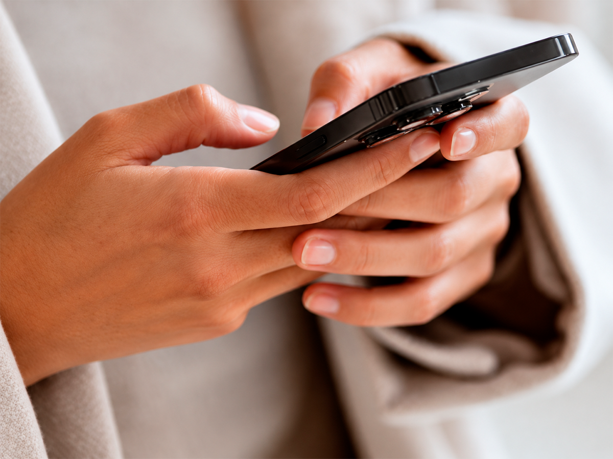 Persona gestionando un pedido desde su teléfono móvil
